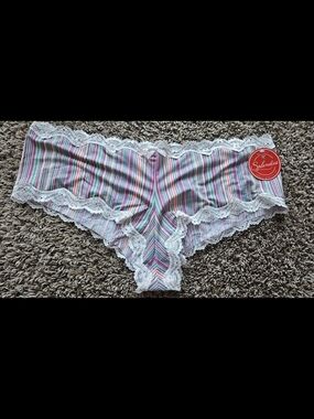Splendies Women's SIZE 4X Striped Lace Trim Hipster Panty - Multicolor